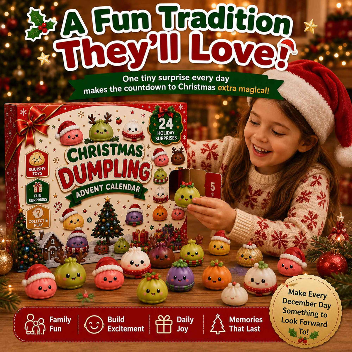 🎁2026 Christmas Advent Calendar, 24 Days Mini Squishy Toys, Kawaii Dumpling Surprise Countdown Design, Christmas Gift for Girls/Boys