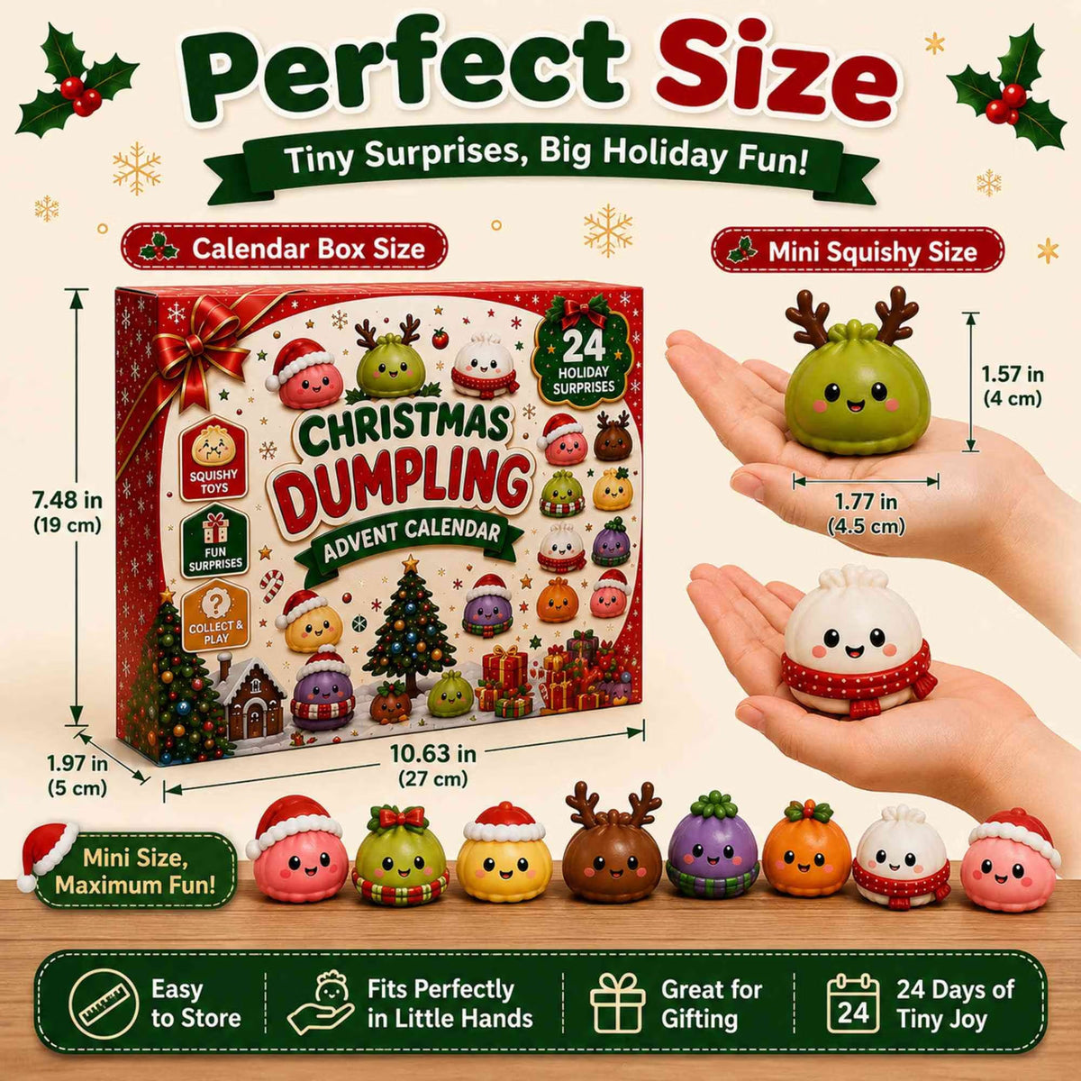 🎁2026 Christmas Advent Calendar, 24 Days Mini Squishy Toys, Kawaii Dumpling Surprise Countdown Design, Christmas Gift for Girls/Boys