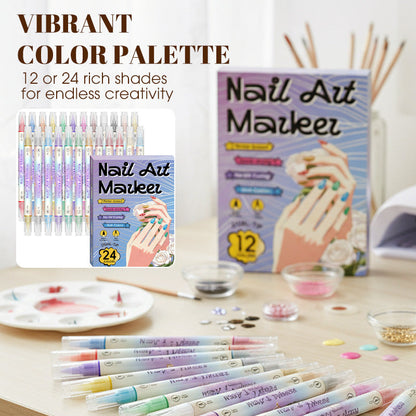 💅🖌️24‑Colors Dual‑Ended Nail Art Pens‑DIY Manicure Drawing Set
